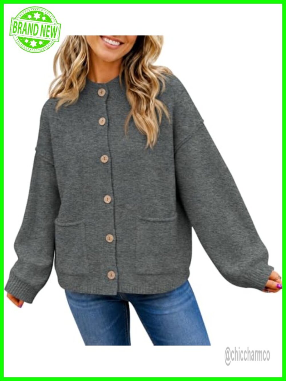 Saodimallsu Womens Fall Cardigan Button Up Long Sleeve Open Front Knit Sweater